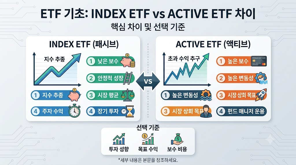 ETF 기초 INDEX ETF vs active ETF 차이 3가지와 선택 기준 안내 썸네일